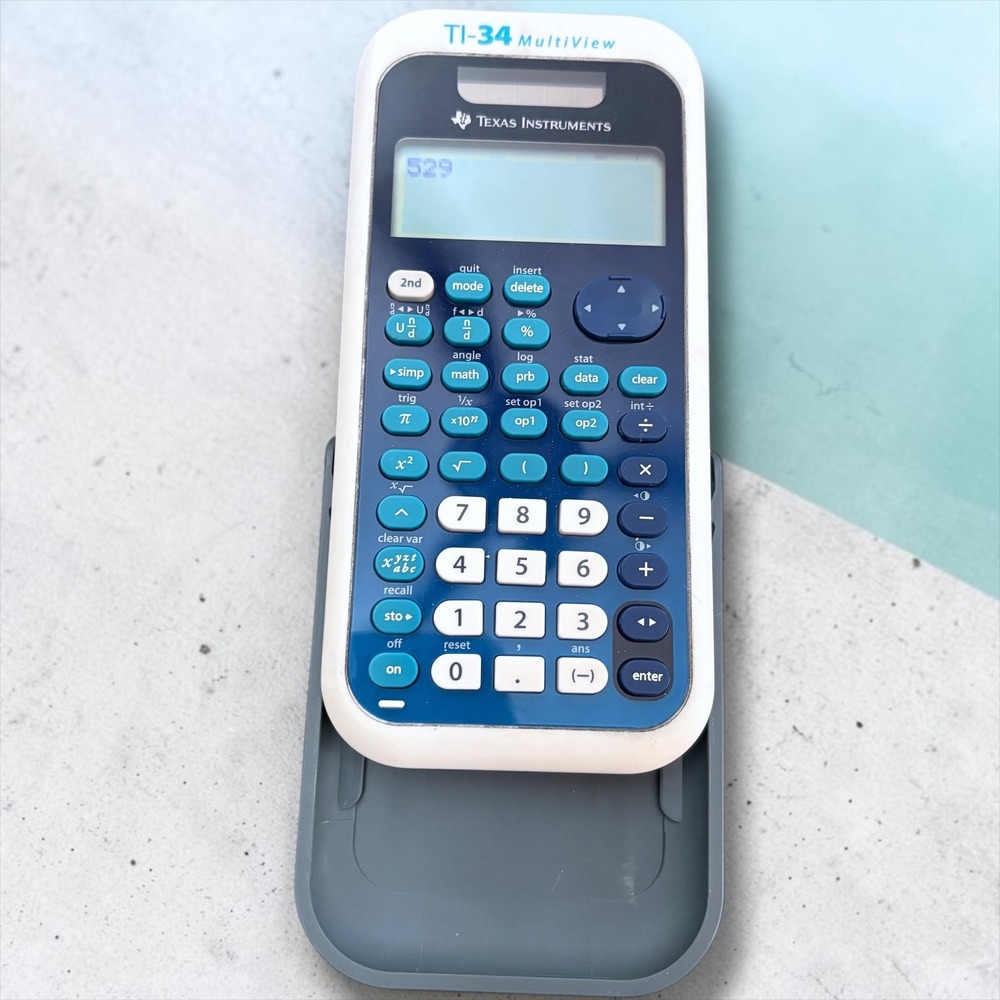 Texas Instruments TI-34 MultiView Scientific Calculator White Blue with Cover